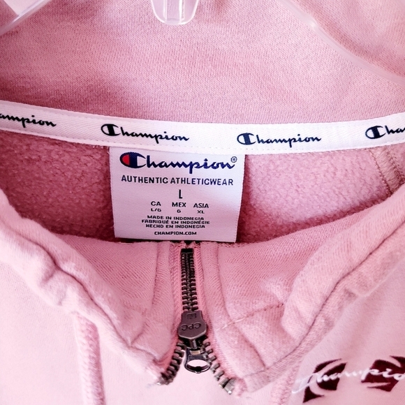 Champion Campus Eco Fleece Mini Zip Mock Neck Large Pink - Picture 4 of 7
